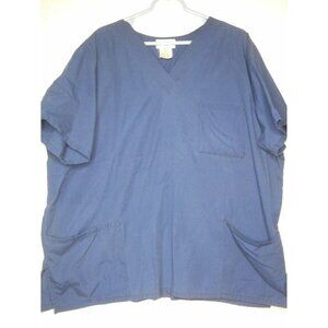 Solid Unisex Blue Scrub Top Medical Uniform 2X